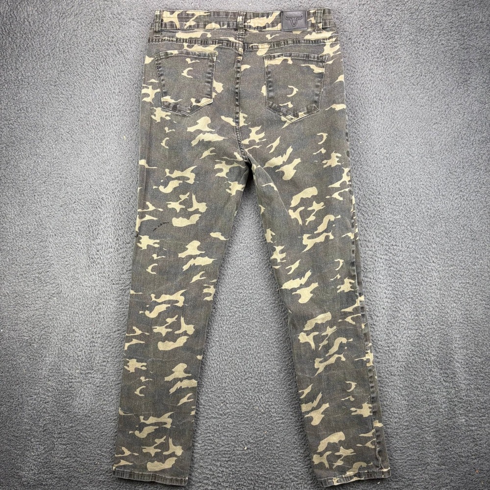 L&B Lucky & Blessed Camo Distressed Boyfriend Jeans Womens 16 Green Brown - Picture 7 of 8